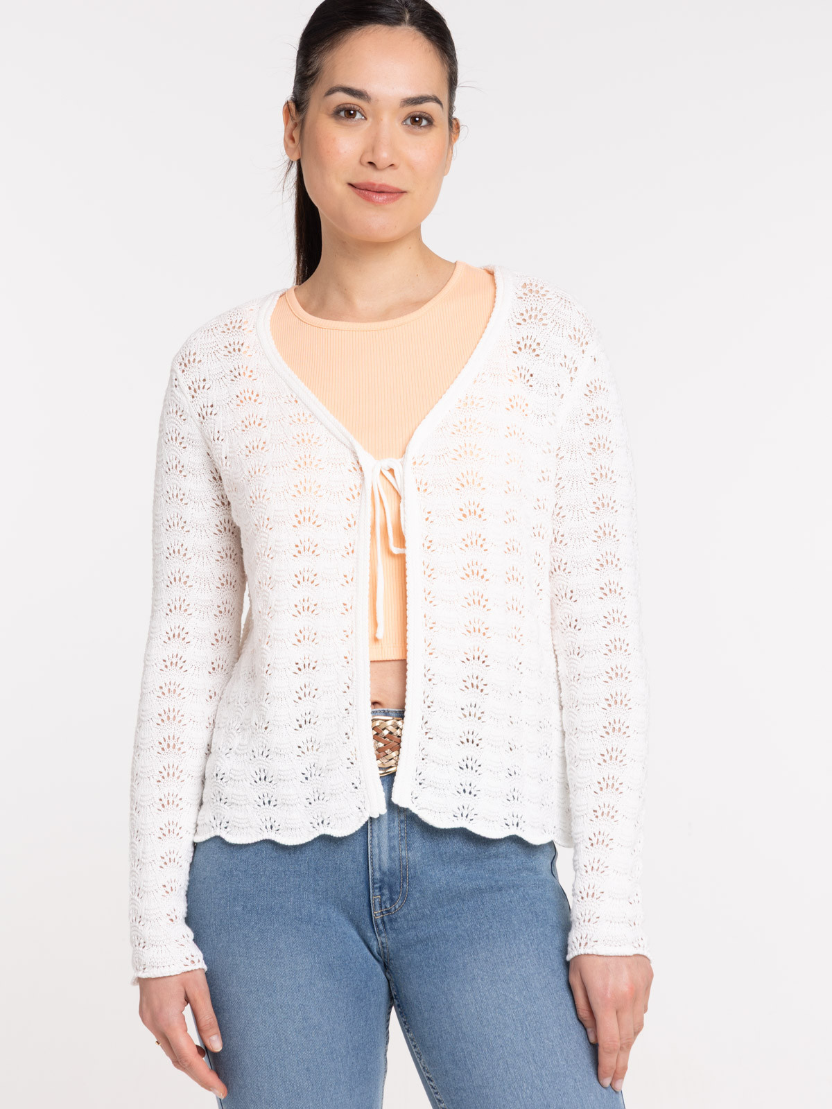 Gilet écru à nouer femme