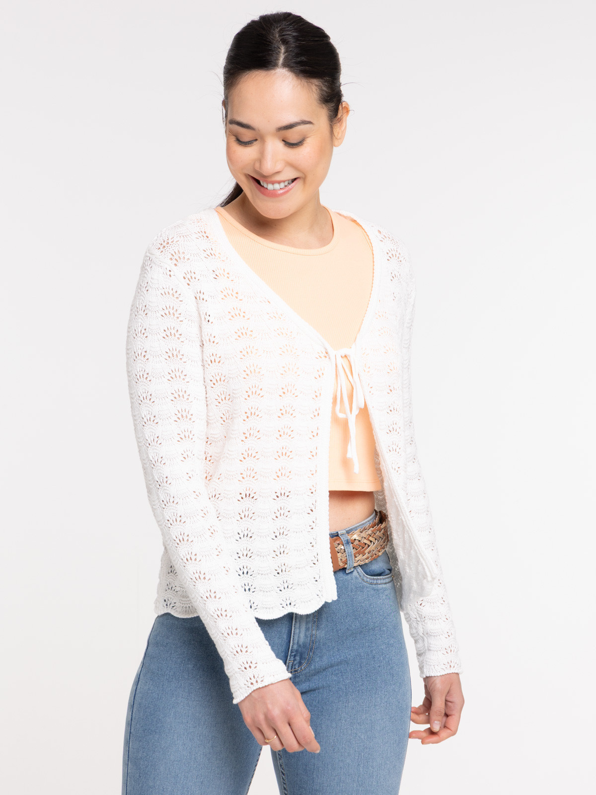 Gilet écru à nouer femme