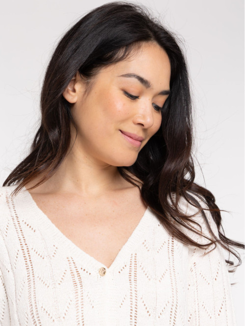 Gilet boutonné col rond femme