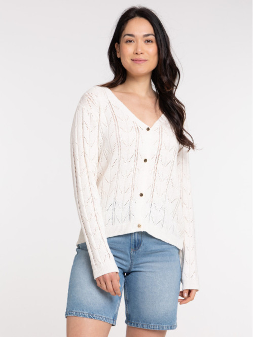 Gilet boutonné col rond femme