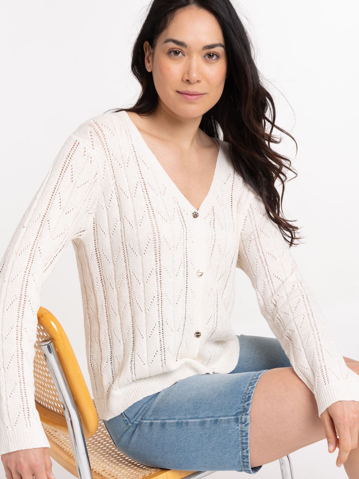 Gilet boutonné col rond femme