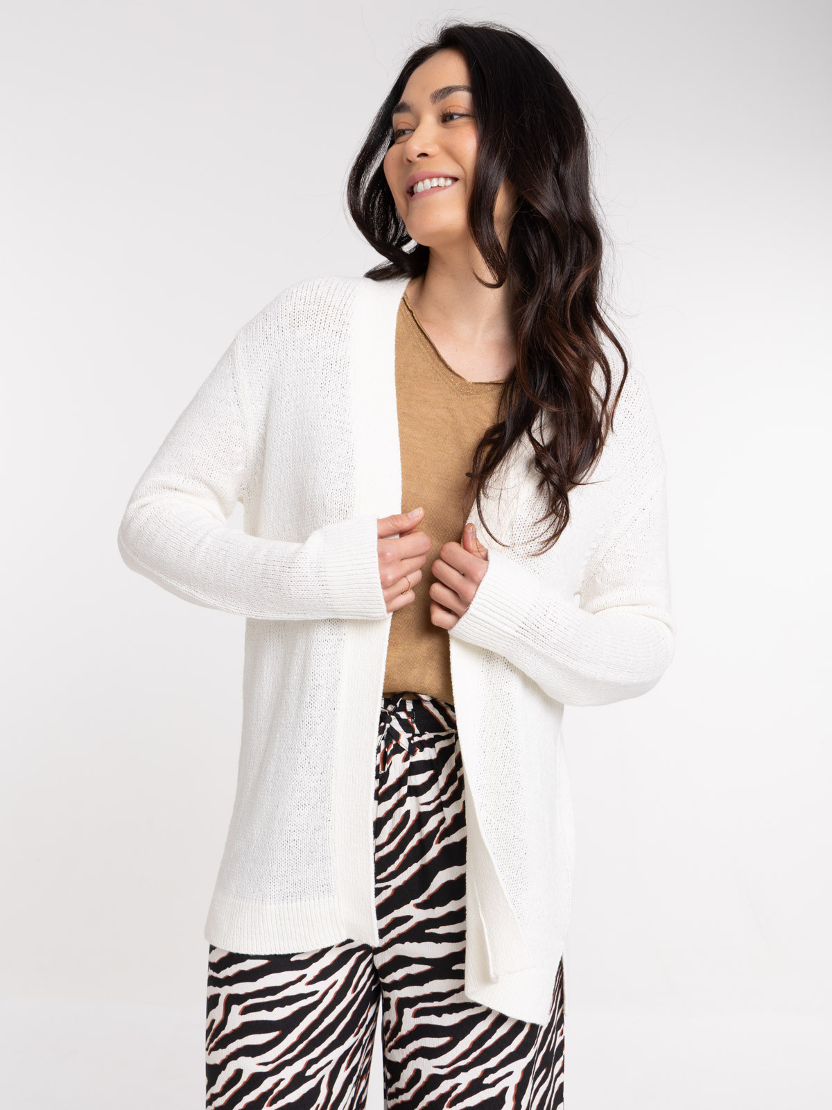 Gilet ouvert mi-long femme