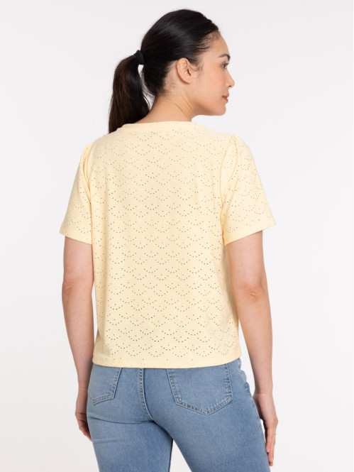 T-shirt col rond boutons...