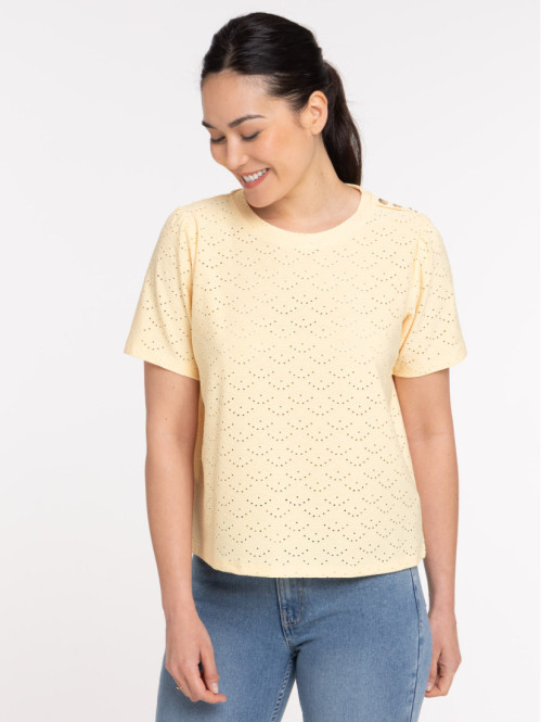 T-shirt col rond boutons...