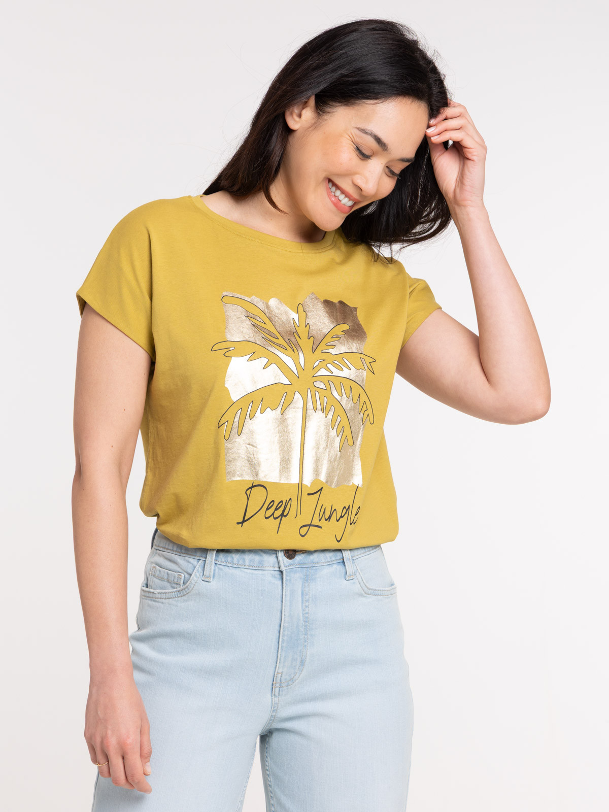 T-shirt deep jungle palmier femme