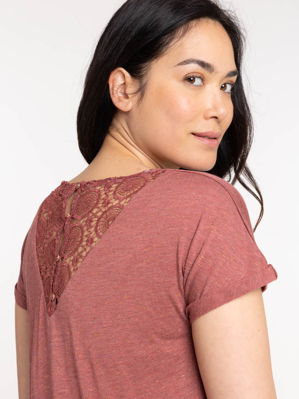 T-shirt femme dentelle macramé dos T-shirt femme dentelle macramé dos