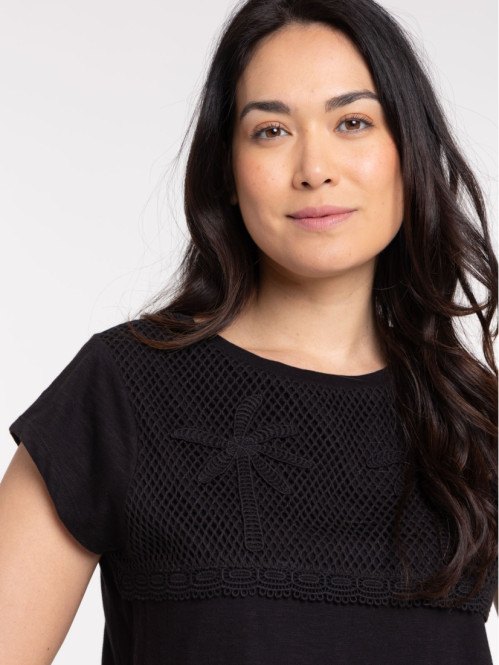 T-shirt dentelle macramé...