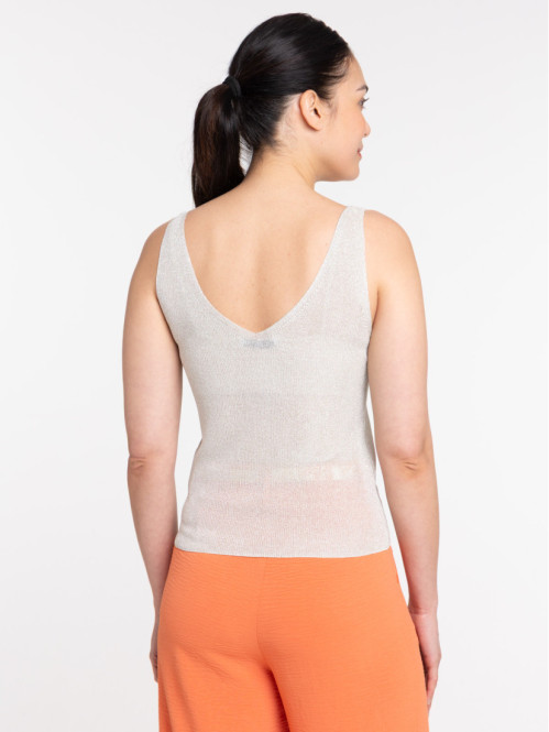 Débardeur écru brillant femme