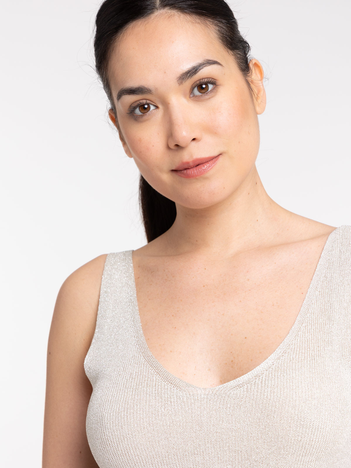 Débardeur écru brillant femme Débardeur écru brillant femme