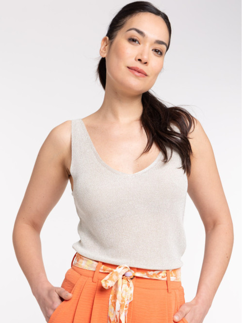 Débardeur écru brillant femme