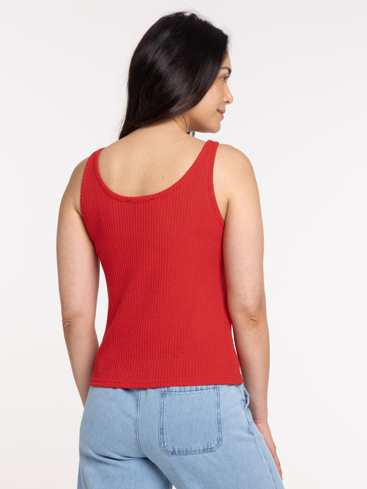 Débardeur col rond boutons femme