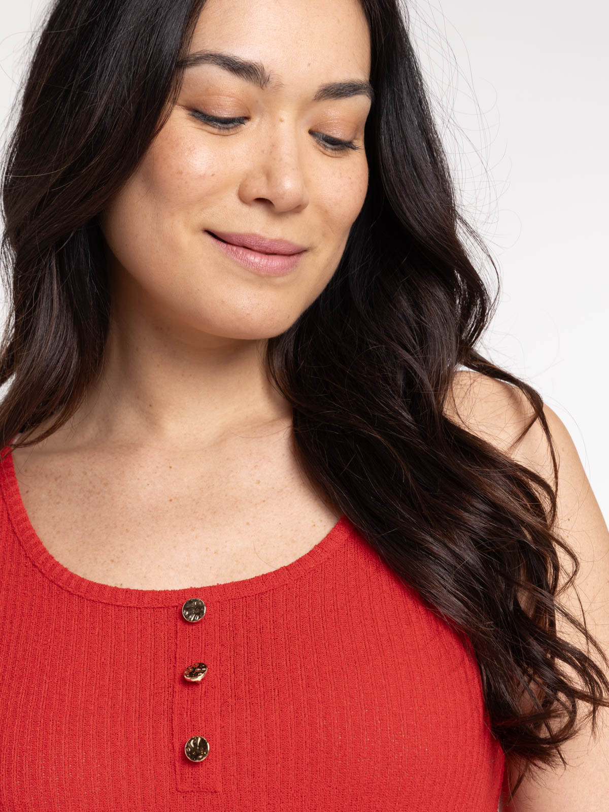 Débardeur col rond boutons femme