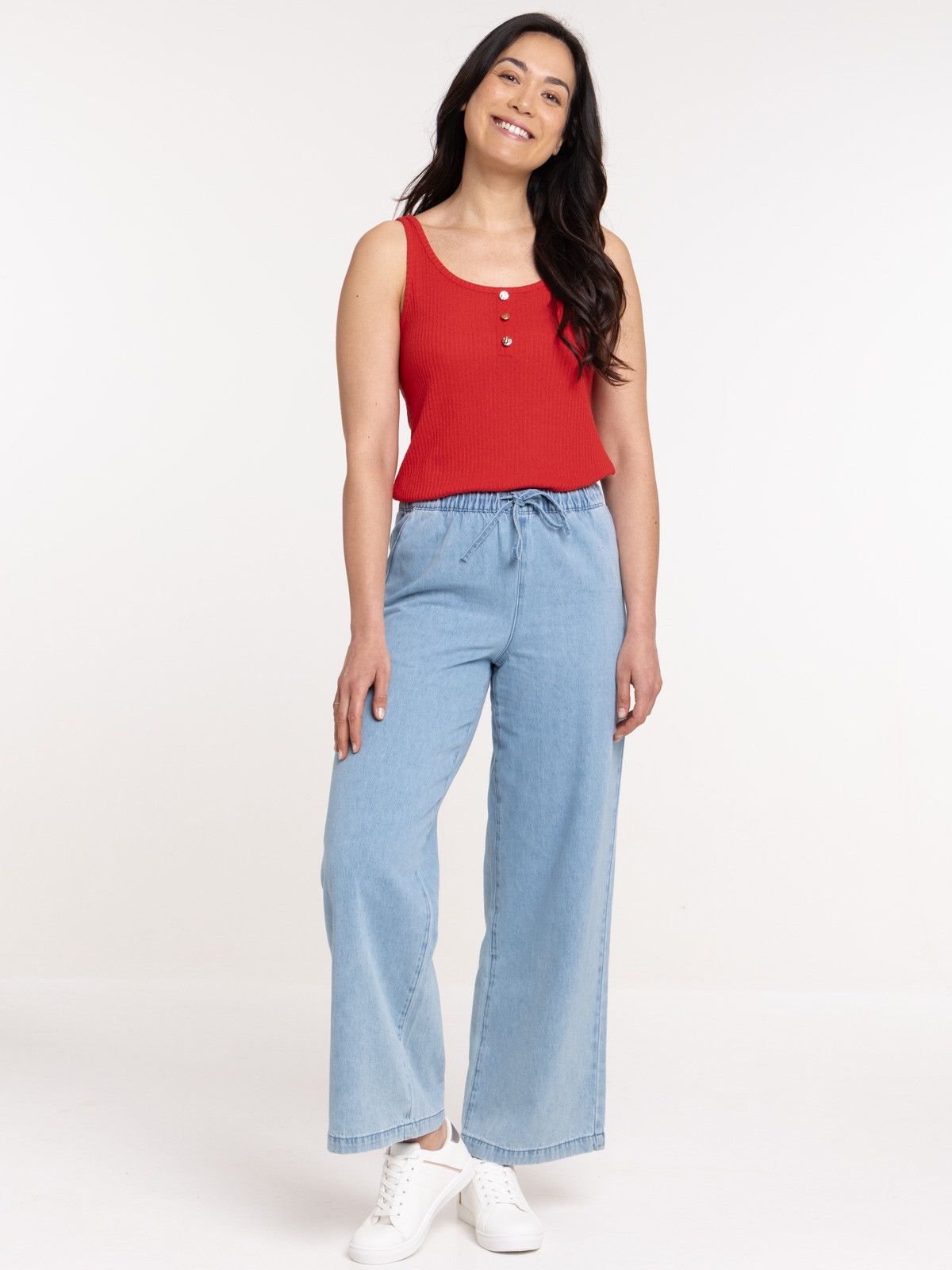 Débardeur col rond boutons femme