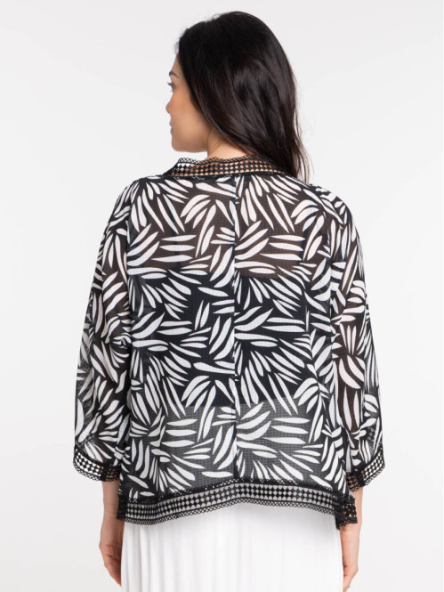 Veste noire imprimée femme