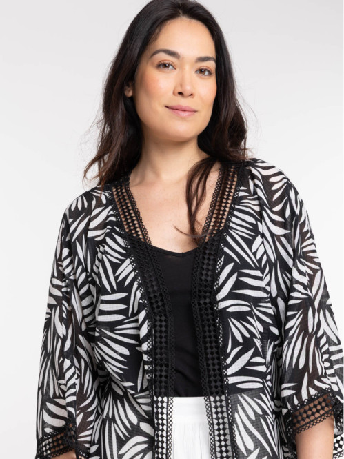 Veste noire imprimée femme