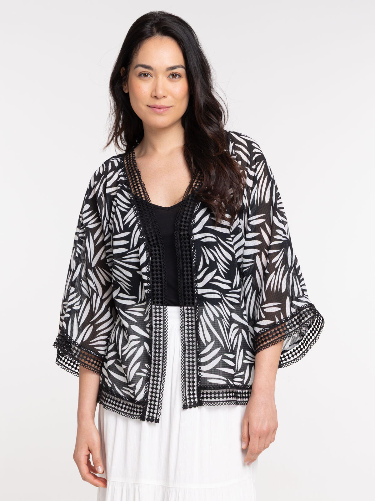 Veste noire imprimée femme