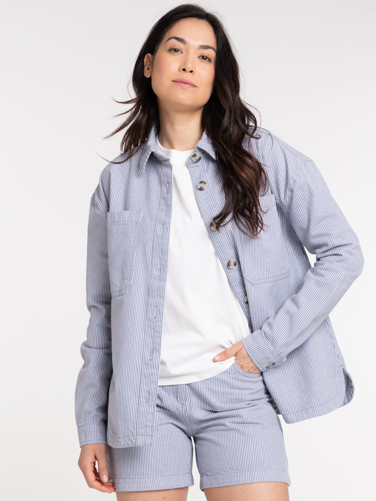 Veste femme rayée stormy blue
