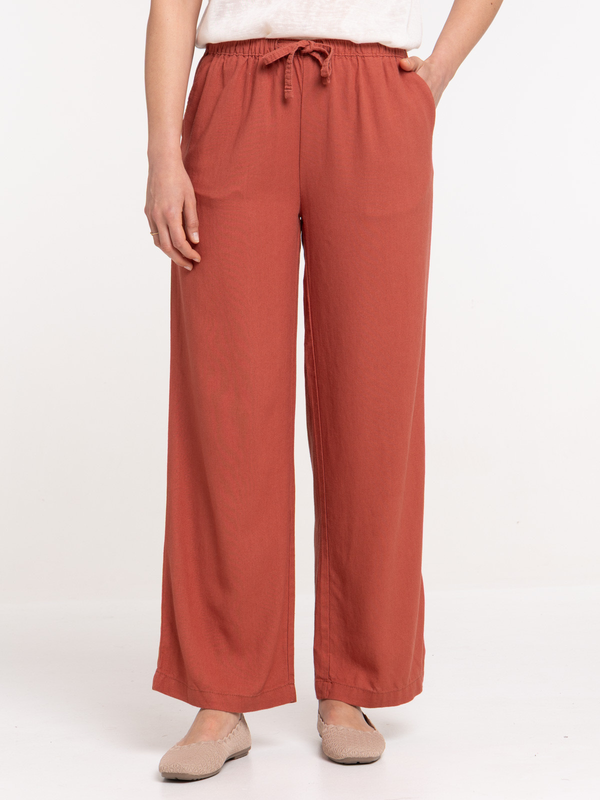 Pantalon coloris marsala femme