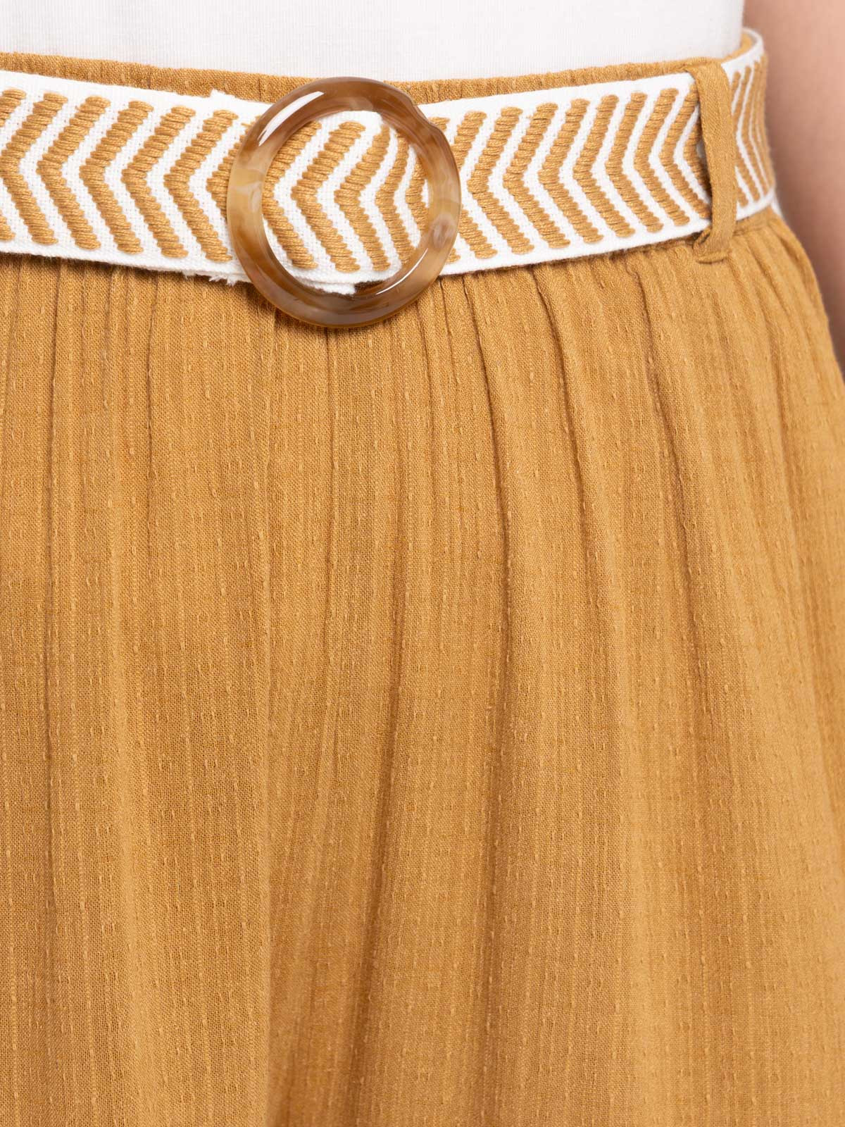 Pantalon caramel large ceinturée femme Pantalon caramel large ceinturée femme