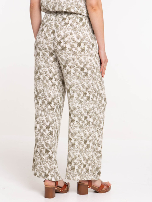 Pantalon imprimé végétal femme