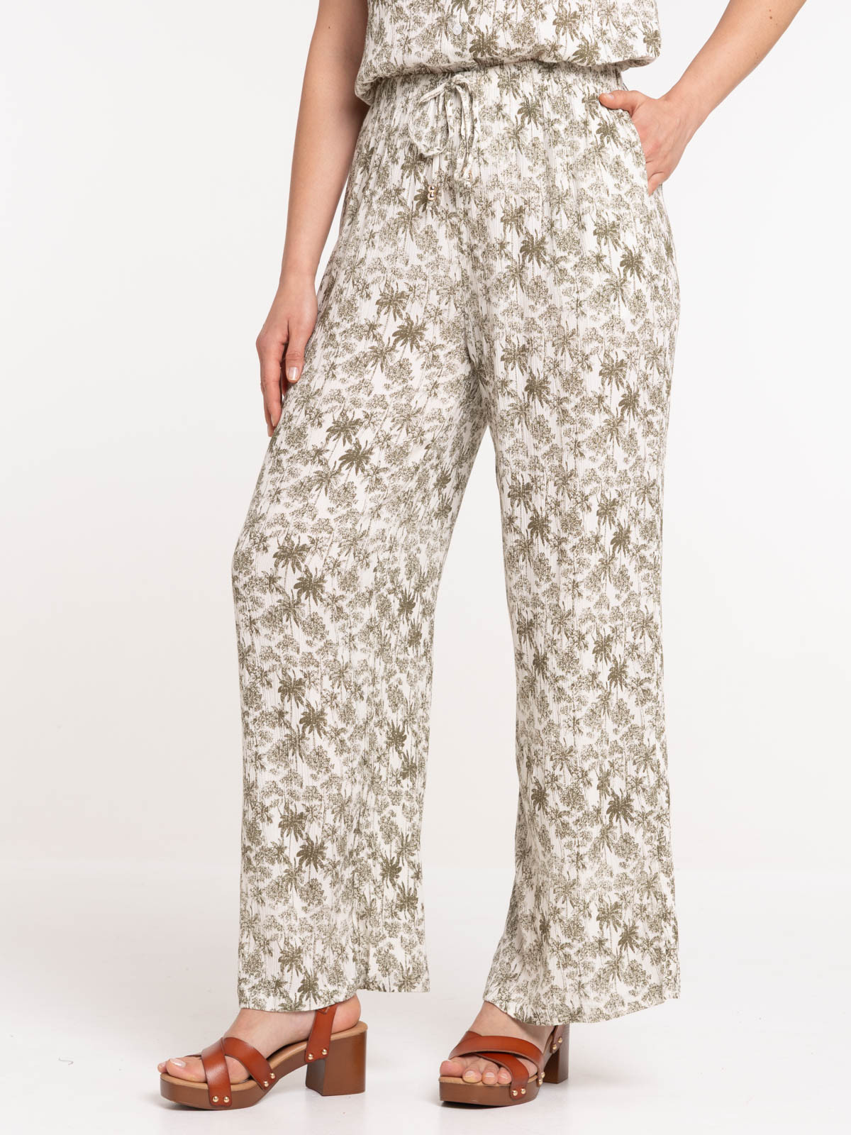 Pantalon imprimé végétal femme