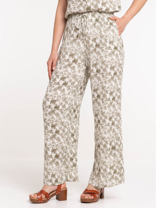 Pantalon imprimé végétal femme