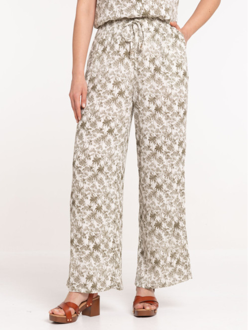 Pantalon imprimé végétal femme