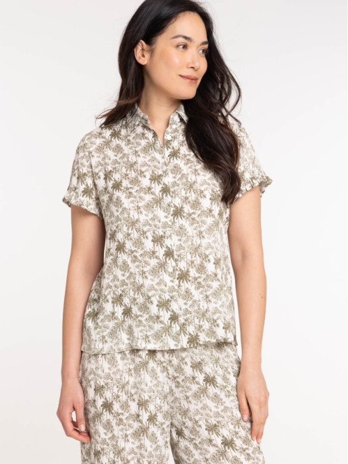 Chemise motif palmier femme