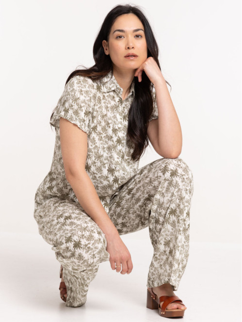 Chemise motif palmier femme
