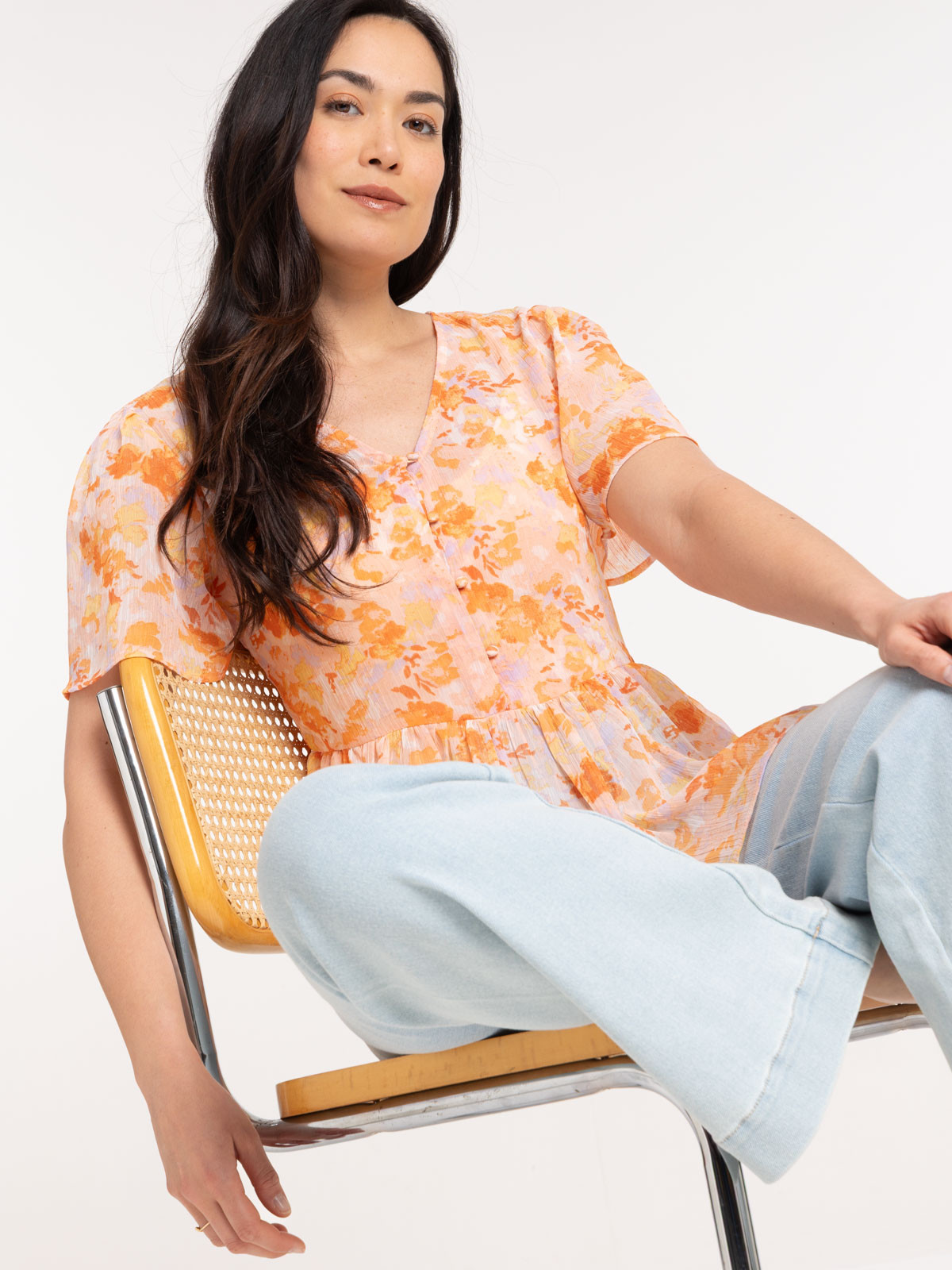 Blouse voile fleuri femme Blouse voile fleuri femme