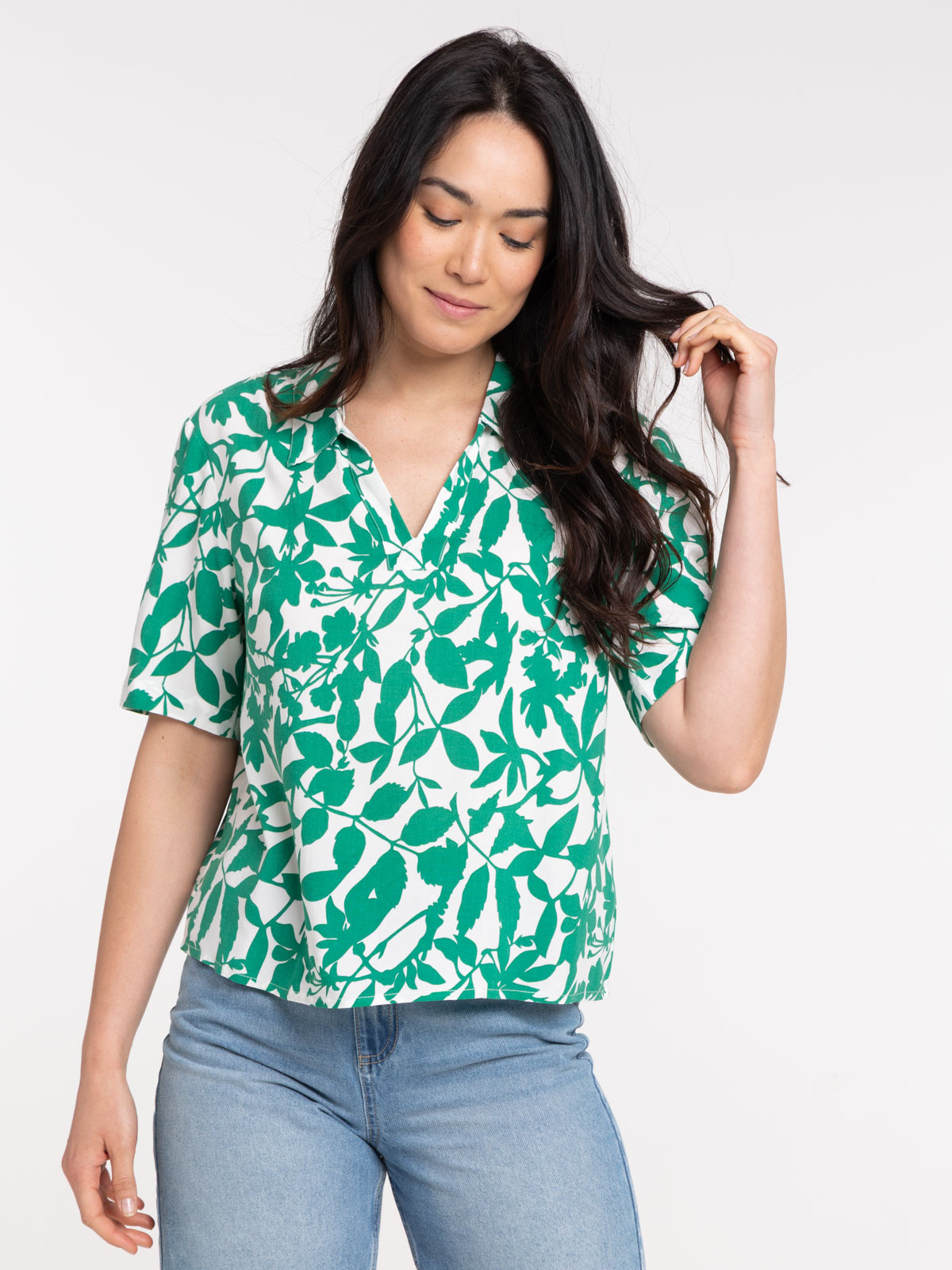 Blouse motif végétal femme