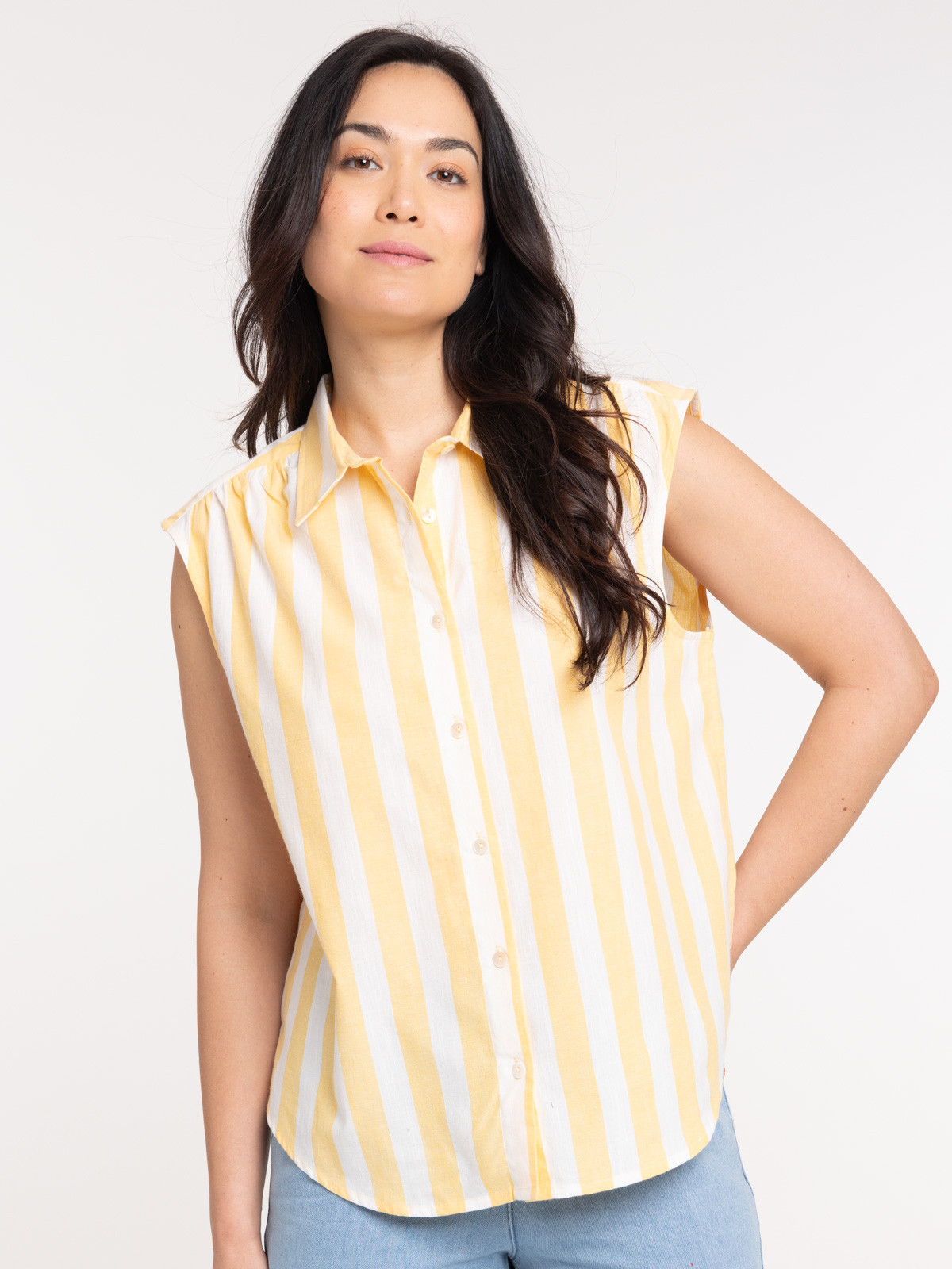 Chemise à rayures sans manches femme