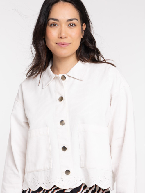 Veste écru festonnée femme