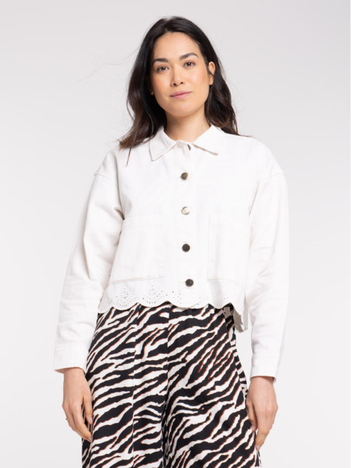 Veste écru festonnée femme