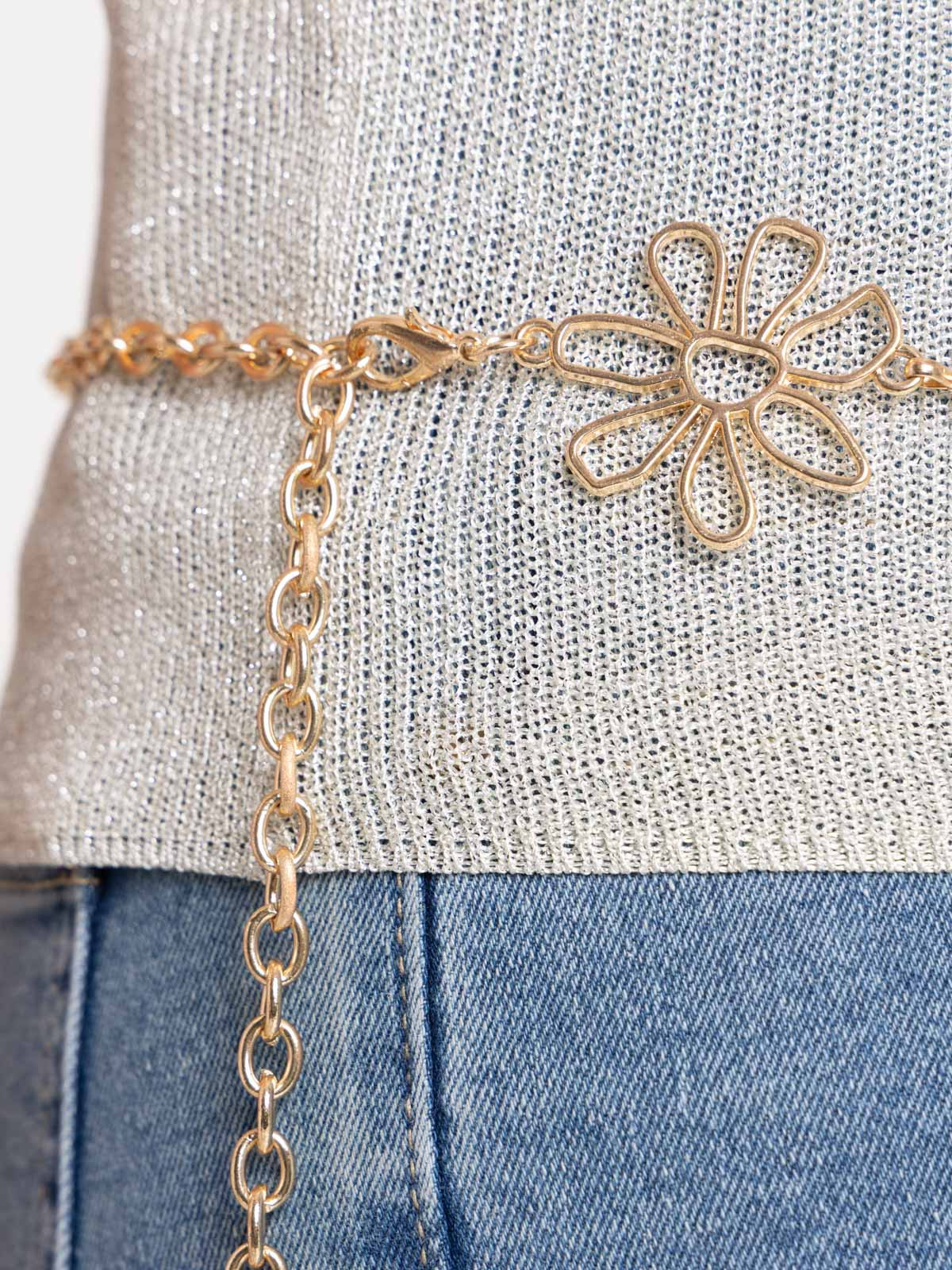 Ceinture motif fleur métal doré femme Ceinture motif fleur métal doré femme