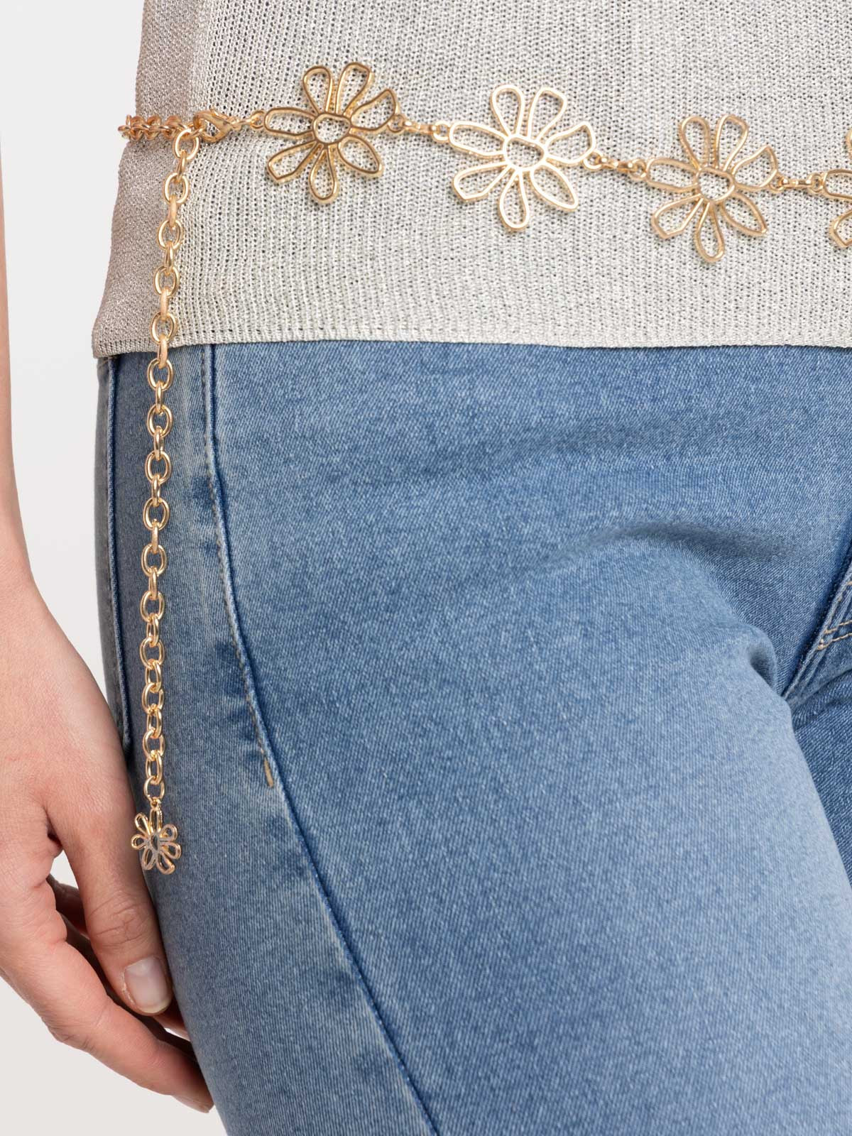 Ceinture motif fleur métal doré femme Ceinture motif fleur métal doré femme