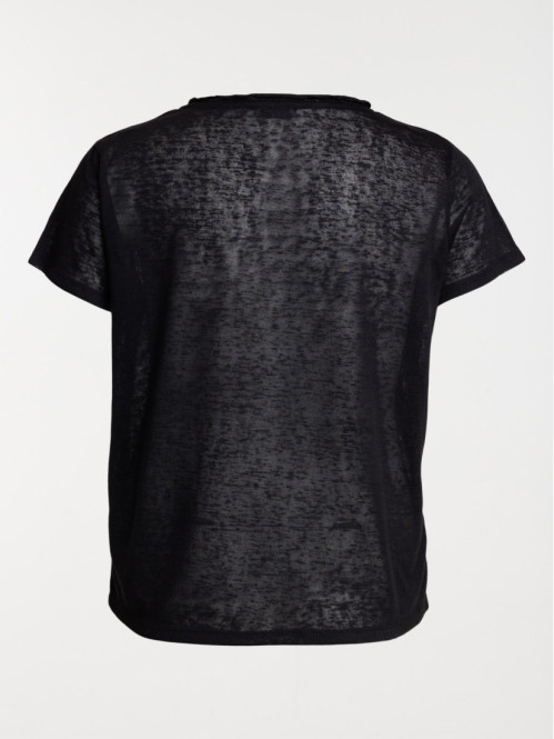 T-shirt col V noir grande...