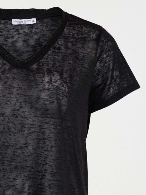 T-shirt col V noir grande...