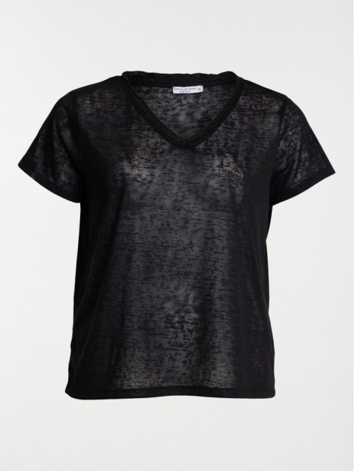 T-shirt col V noir grande...