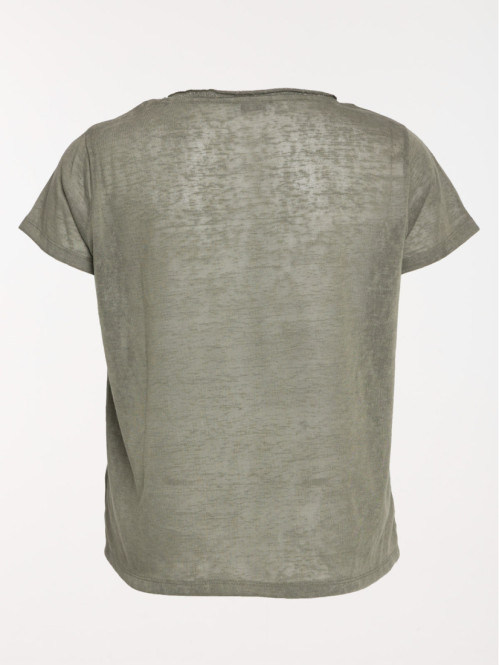 T-shirt col V vert grande...