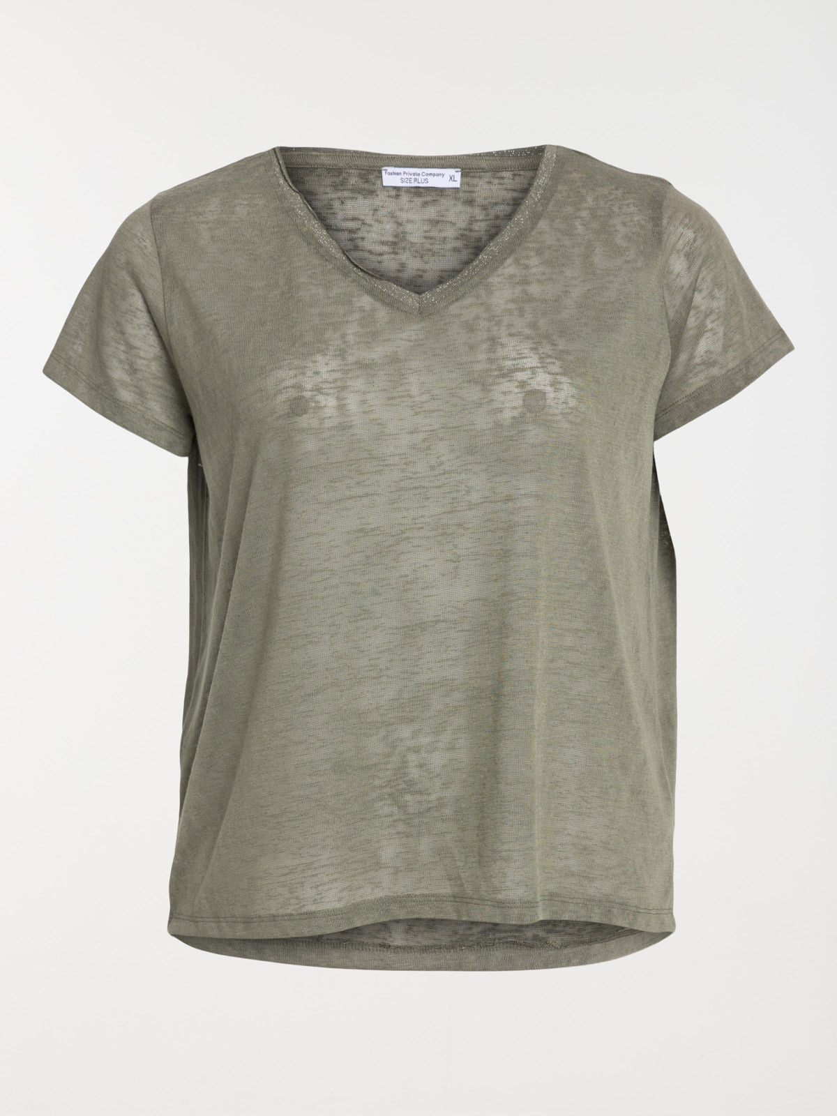 T-shirt col V vert grande taille femme T-shirt col V vert grande taille femme