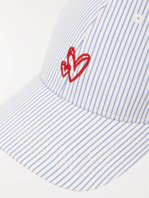 Casquette rayée coeurs femme