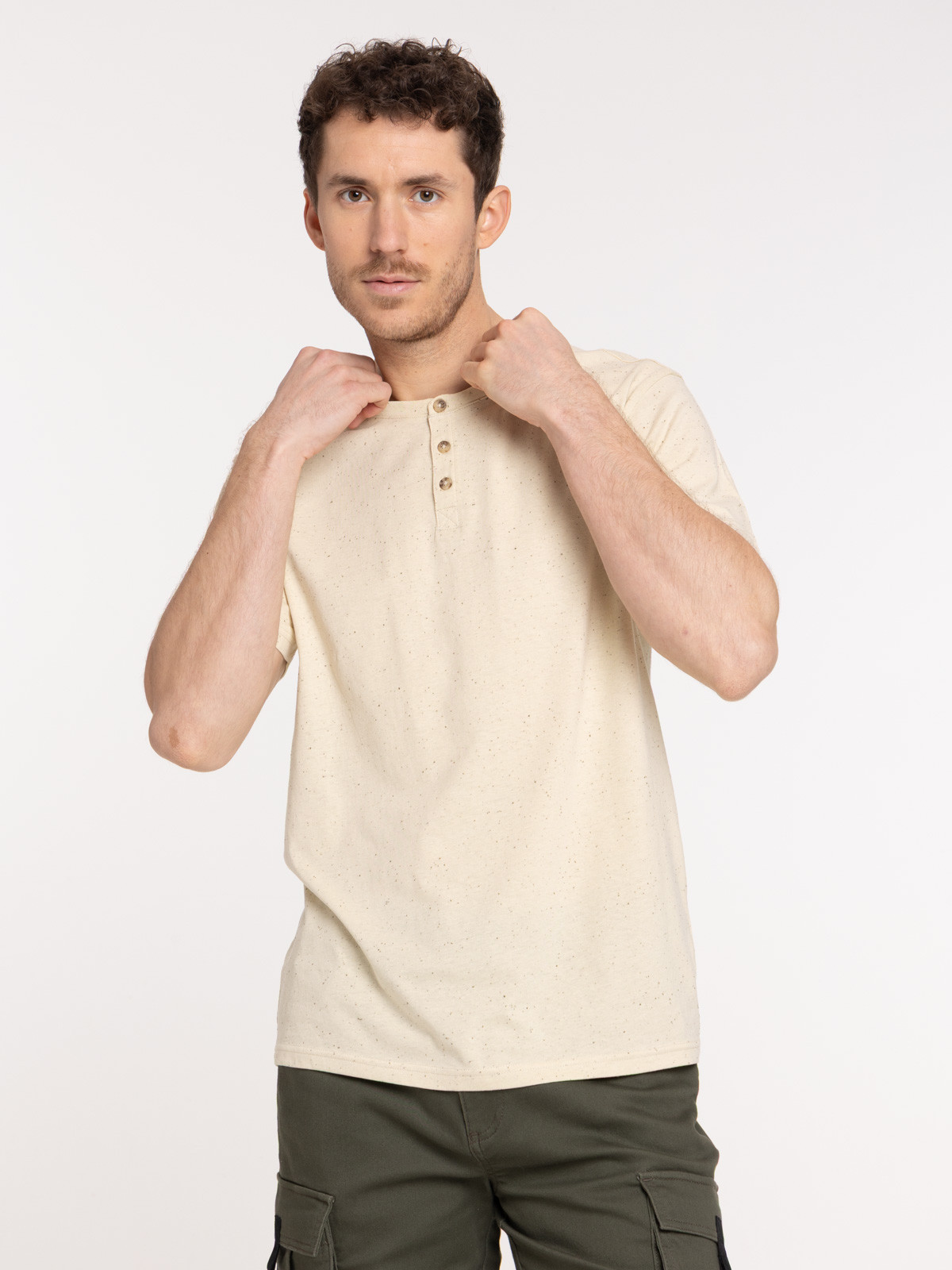 T-shirt col rond boutonné homme