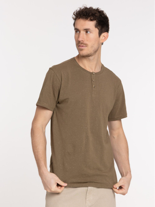 T-shirt boutonné col rond...