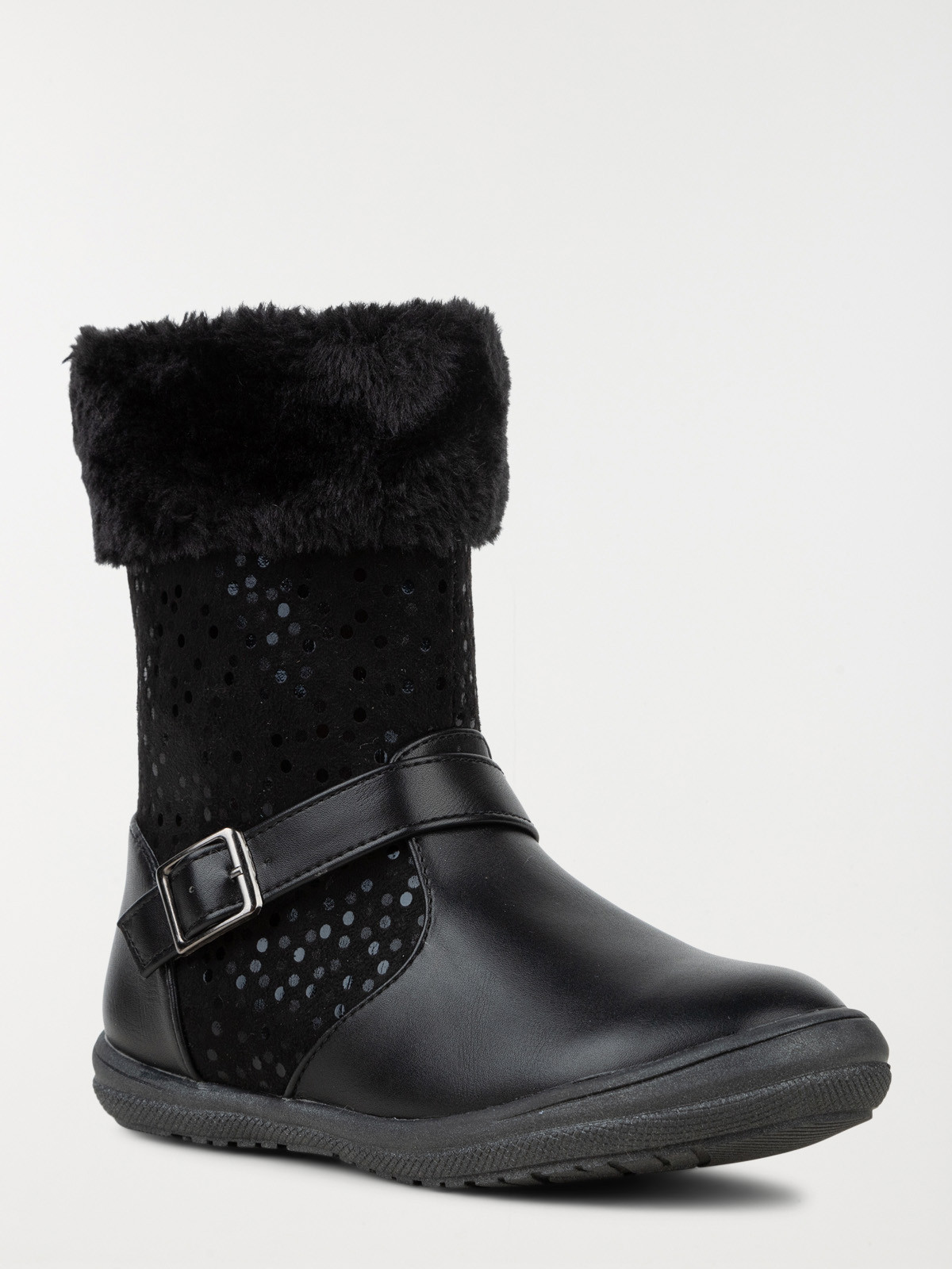 Bottes noires col fourré fille (31-35)