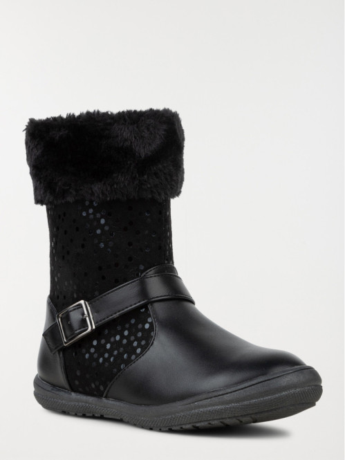 Bottes noires col fourré fille (31-35)