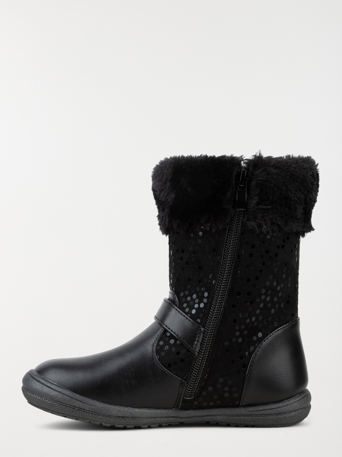 Bottes noires col fourré fille (31-35)