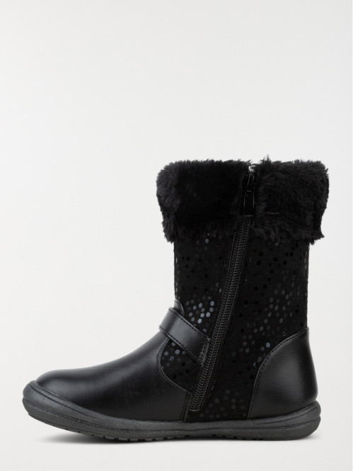 Bottes noires col fourré fille (31-35)