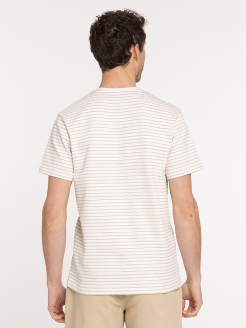 T-shirt rayé ivoire homme