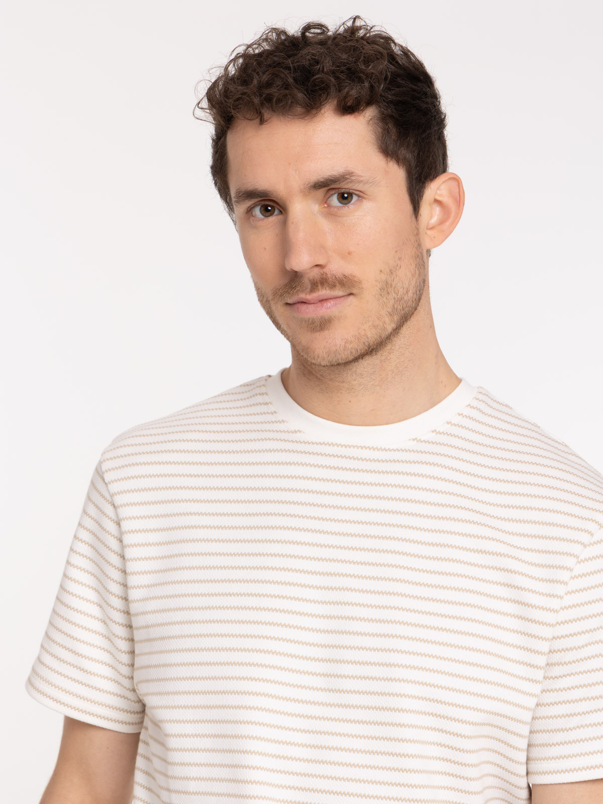 T-shirt rayé ivoire homme